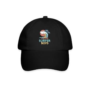 I Love Surfer Boys Surfing Summer Surfboard - Baseballkappe - Schwarz/Schwarz - Vorne