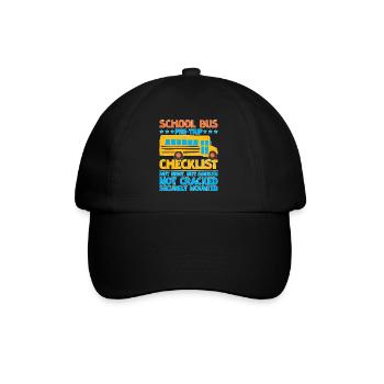 School Bus Pre-trip Checklist, Not Bent, 5 - Baseball Cap - black/black - Front