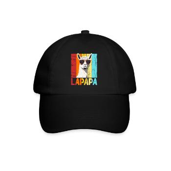 Lapapa Lustiger Lama Papa Perfekter Style - Baseballkappe - Schwarz/Schwarz - Vorne