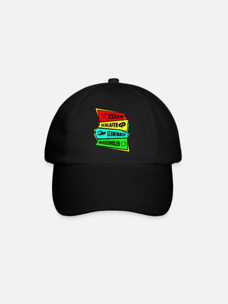 Manger, dormir, nager à plusieurs reprises - Casquette classique - noir/noir