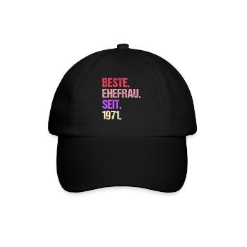 Valentinstag Beste Ehefrau Seit 1971 - Baseballkappe - Schwarz/Schwarz - Vorne