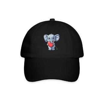 Éléphant mignon tenant une illustration de coeur pour - Casquette classique - noir/noir - Devant