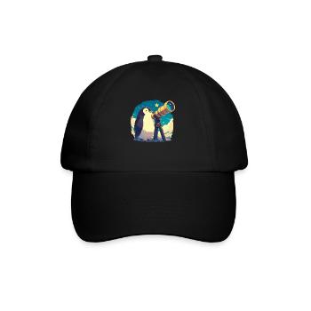 Penguin Astronomer Kawaii Penguin Cute - Baseball Cap - black/black - Front