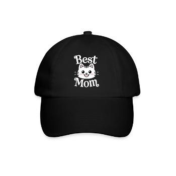 Best Mom Cute Cat Face Adorable Art - Baseball Cap - black/black - Front