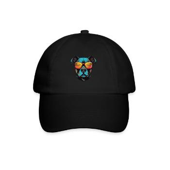 Portrait de chien Staffordshire Bull Terrier - Casquette classique - noir/noir - Devant