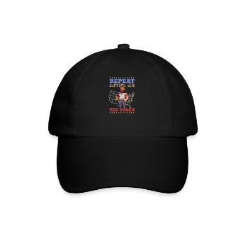 4th Of July Football Coach Repeat Yes Coach - Baseball Cap - black/black - Front
