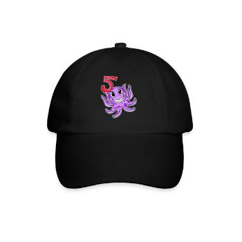 5th Birthday Motif Octopus - Five Years Old - Baseball Cap - black/black - Front