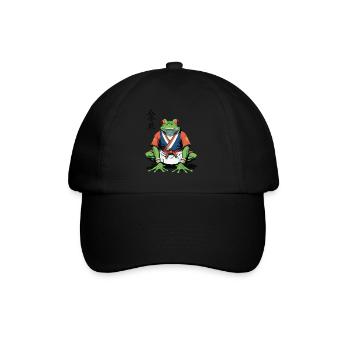 Samurai Frosch & Vintage Ukiyo-e Stil Design - Baseballkappe - Schwarz/Schwarz - Vorne