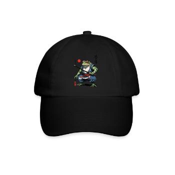 Samurai Frosch Vintage Ukiyo-e Stil Kunstwerk - Baseballkappe - Schwarz/Schwarz - Vorne