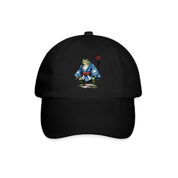 Samurai Frosch Vintage Ukiyo-e Stil Samurai Kunst - Baseballkappe - Schwarz/Schwarz - Vorne
