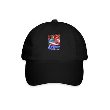 4 juillet Étoiles de chat, rayures et ronronnements - Casquette classique - noir/noir - Devant