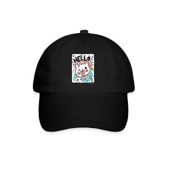 Mignon petit chat blanc dit bonjour - Casquette classique - noir/noir - Devant