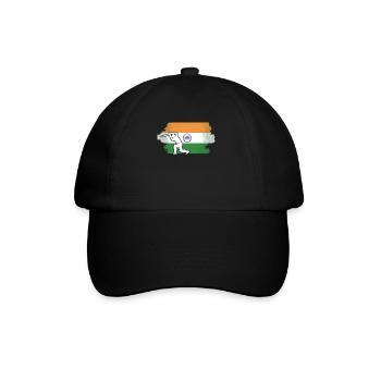 Indien-Flagge-Cricket-Spieler Indische Cricket-Fan - Baseballkappe - Schwarz/Schwarz - Vorne
