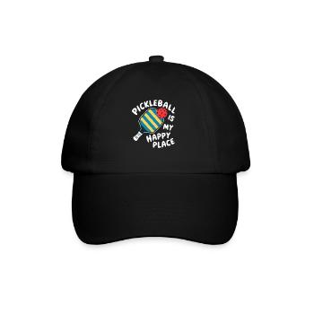 Pickleball Is My Happy Place - Baseballkappe - Schwarz/Schwarz - Vorne