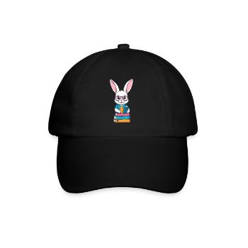 Lesender Hase Begeisterter Buchliebhaber Stil - Baseballkappe - Schwarz/Schwarz - Vorne
