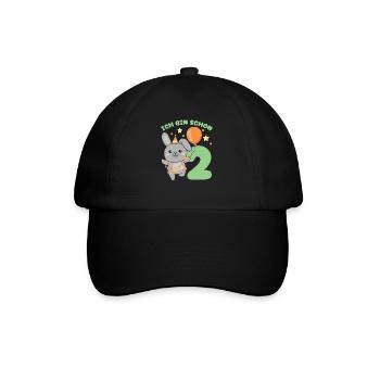 Ich bin schon 2 Hasen Geburtstags Kinder - Baseballkappe - Schwarz/Schwarz - Vorne