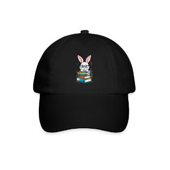 Reading Bunny Funny Books Reading Design - Baseball Cap - black/black - Front