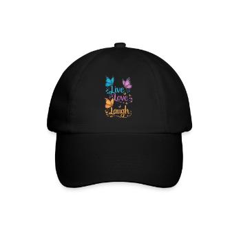 Inspirierender Live Love Laugh Schmetterling - Baseballkappe - Schwarz/Schwarz - Vorne