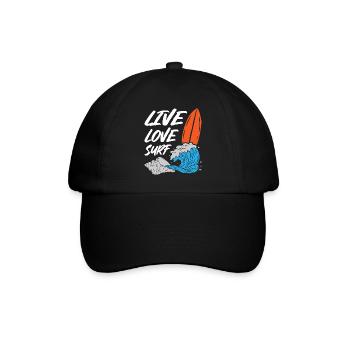 Live Love Surfing - Baseballkappe - Schwarz/Schwarz - Vorne