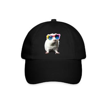 Niedliches Meerschweinchen Chilt mit Sonnenbrille - Baseballkappe - Schwarz/Schwarz - Vorne