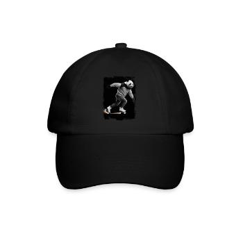 Panda Skaten Geschenk - Baseballkappe - Schwarz/Schwarz - Vorne