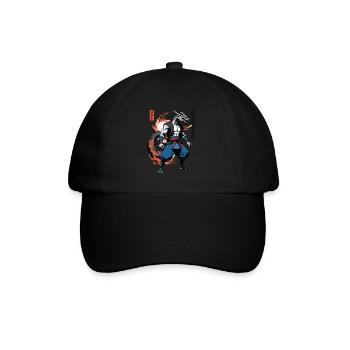 Dragon Samurai Vintage Ukiyo-e Style Artwork - Baseball Cap - black/black - Front