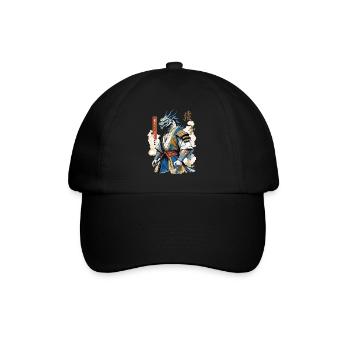 Dragon Samurai Vintage Ukiyo-e Style - Baseball Cap - black/black - Front
