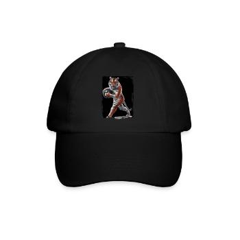 Tiger spielt Bowling Geschenk - Baseballkappe - Schwarz/Schwarz - Vorne