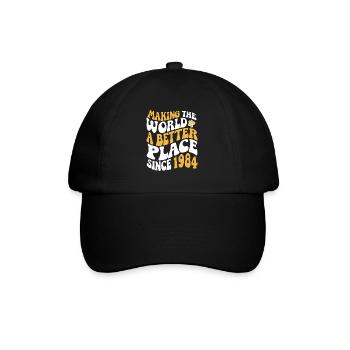 1984 Geburtstag Vintage Hippie Groovy - Baseballkappe - Schwarz/Schwarz - Vorne