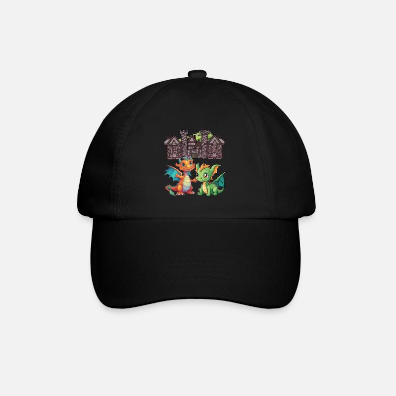 Mittelalter Drache Drachen - Baseballkappe - Schwarz/Schwarz