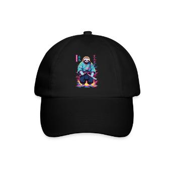 Samurai Sloth Aesthetic Vaporwave Style - Baseball Cap - black/black - Front