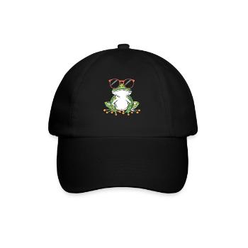 Cool frog with sunglasses - Baseball Cap - black/black - Front