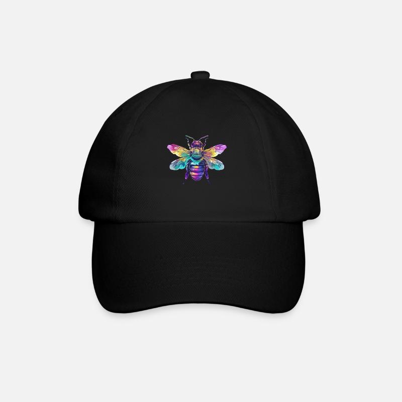 Abeille colorée avec des ailes arc-en-ciel - Casquette classique - noir/noir