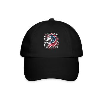 Magical Patriotism American Unicorn USA - Baseball Cap - black/black - Front
