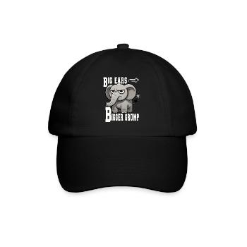 Big Ears Bigger Grump: Fun elephant design - Baseball Cap - black/black - Front