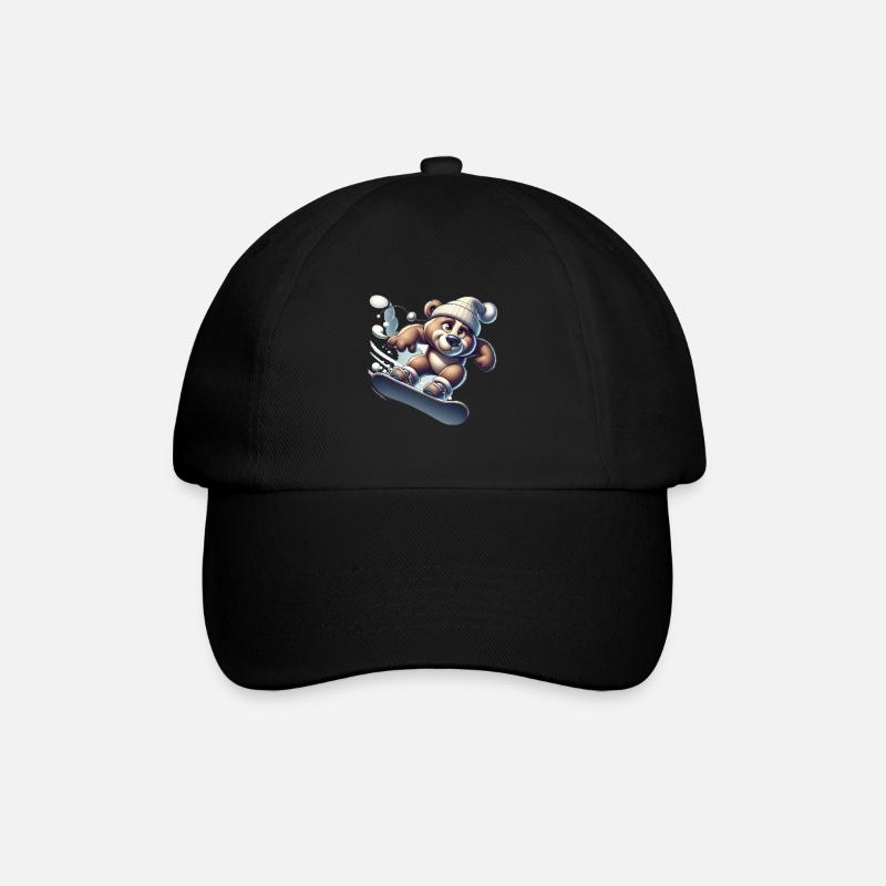 Ours snowboarder mignon - Casquette classique - noir/noir