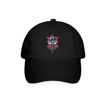 Blaubeer, Radfahren, Auf, Fahrrad, Karika Geschenk - Baseballkappe - Schwarz/Schwarz - Vorne