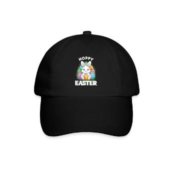 Frohe Ostern Hase Osterei Hoppy Easter - Baseballkappe - Schwarz/Schwarz - Vorne