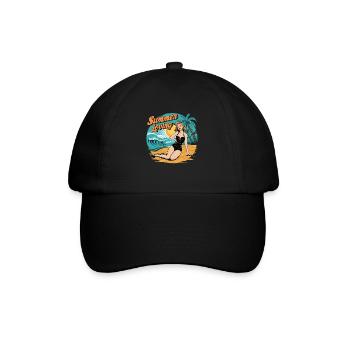 Retro Summer Loving Beach Vibes für einen - Baseballkappe - Schwarz/Schwarz - Vorne