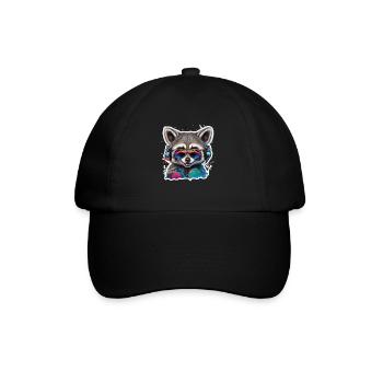 Raccoon With Headphones Graffiti Art - Baseball Cap - black/black - Front