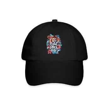 Wild Vibes Nur Löwe Blumig Wild Natur - Baseballkappe - Schwarz/Schwarz - Vorne