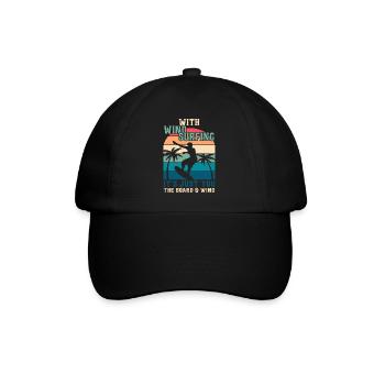 In windsurfing, there is only you, the board and wind - Baseball Cap - black/black - Front