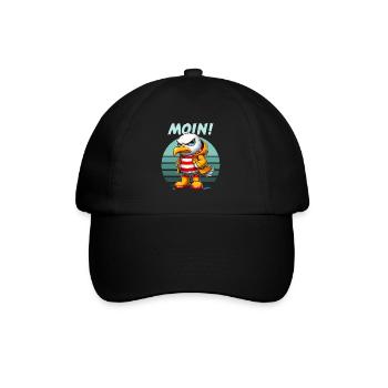 Hamburg Moin Möwe Nordsee Norddeutsch Lustig Retro - Baseballkappe - Schwarz/Schwarz - Vorne
