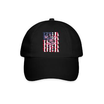 Faultier Flamingo American Pride Patriotic USA - Baseballkappe - Schwarz/Schwarz - Vorne