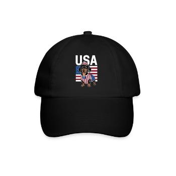 Dachshund In Costumes United States Flag - Baseball Cap - black/black - Front