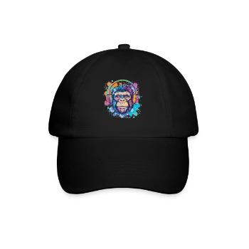 Monkey With Headphones Women's Decoration Men's Gift - Baseball Cap - black/black - Front