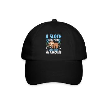 Sloth Diabetes Awareness T1D Blue Ribbon Funny - Baseball Cap - black/black - Front