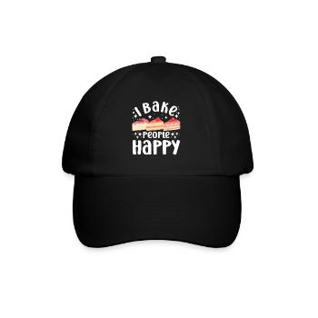 Pastry Lover I Bake People Happy Cute Baking Gift - Baseballkappe - Schwarz/Schwarz - Vorne