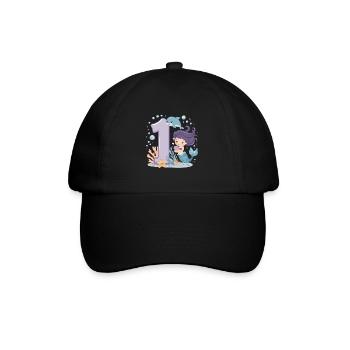 1er anniversaire fille 1 an sirène fête - Casquette classique - noir/noir - Devant