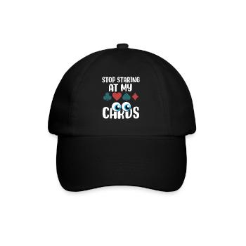Hör auf, meine Karten anzustarren.png - Baseballkappe - Schwarz/Schwarz - Vorne
